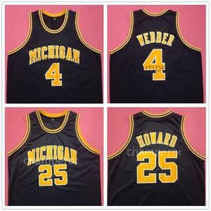 Nikivip Michigan Wolverines College Chris Webber #4 JUWAN HOWARD Basketball Jersey #25 Navy Blue Retro Men's Stitched Custom Name Jerseys