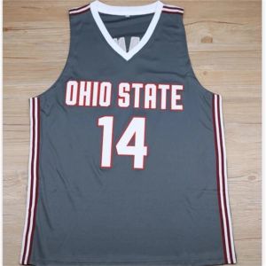 Nikivip Ohio State Buckeyes College #14 Joey Lane basketbalshirt heren Ed aangepaste nummernaam grijze truien