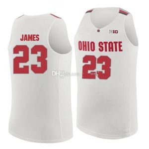 Nikivip Ohio State Buckeyes OSU College Lebron James #23 Wit Rood Grijs Retro Basketbal Jersey Heren Ed Custom Nummer Naam Jerseys