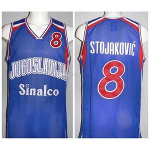 Nikivip Peja Stojakovic # 8 Team Jugoslavija Yougoslavie Yougoslavo Retro Basketball Jersey Mens Cousu Personnalisé N'importe Quel Numéro Nom Maillots