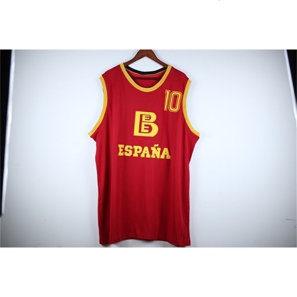 Nikivip REAL PICTURES Fernando Martin # 10 Team Spain Espana Baloncesto Maillot de basket-ball rétro rouge pour homme cousu personnalisé avec n'importe quel numéro