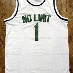 Nikivip Real Pictures Master P #1 Geen limiet retro heren witte basketbal jersey genaaid S-2XL