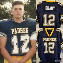 Nikivip Retro Tom Brady #12 High School Padres Men Football Jersey Navy Blue Stitched S-3XL Hoge kwaliteit