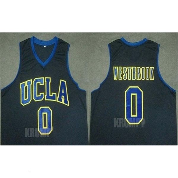 Nikivip Russell Westbrook # 0 UCLA Bruins College Negro Retro Baloncesto Jersey Hombres Cosido Número personalizado Nombre Jerseys