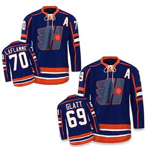 Nikivip Shipping From US #NEW Goon Doug The Thug Glatt # 69 Halifax Highlanders # 70 Xavier LaFlamme Movie Hockey Jersey Blue S-3XL