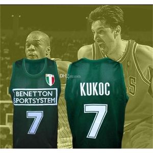 Nikivip Toni Kukoc #7 Team Italiaans Italië Italië Europeaan Retro Basketball Jersey Heren genaaid op maat gemaakte nummersnaam Jerseys