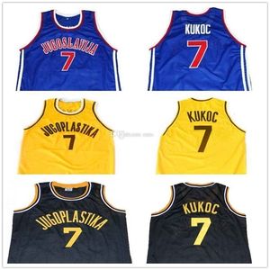 Nikivip Toni Kukoc #7 Team Jugoslavija Joegoslavië Retro basketbal jersey heren genaaid op maat gemaakte nummernaam jerseys