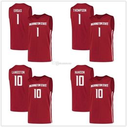 Nikivip Washington State Cougars College 1 Jamar Ergas 1 Thompson 10 KJ Langston 10 Vince Hanson Basketball Jersey Heren genaaid aangepaste nummernaam