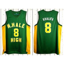 Nikivip Gros Wiz Khalifa # 8 N. Hale High School Maillot de basket-ball pour hommes Cousu Vert Taille S-3XL Qualité supérieure