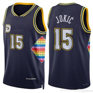 Nikola Jamal Murray Jokic Nugget Basketball Jersey Denvers Retro Carmelo 15 Anthony Dikembe 55 Mutombo Jersey City Men Edition Black White T-shirt 9966