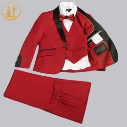 Wendbare lente herfst formele pakken voor jongens kinderen bruiloft blazer 3 stks / set kinderen groothandel kleding 3 kleuren rood zwart en blauw 240313