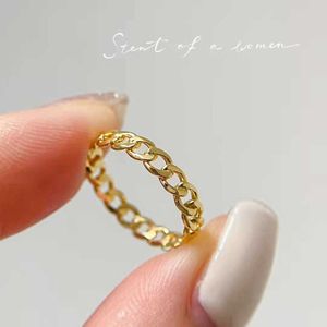 NINE'S Nieuwste 18K Echt Massief Gouden Ring Ontwerpen Geel Goud 750 Hip Hop Cubaanse Ketting Ring voor Meisjes Kerstcadeau