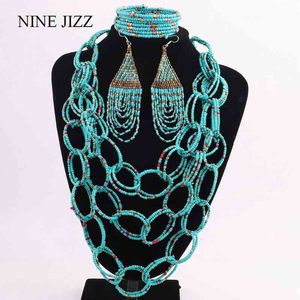 NineJizz Bohemian Kettingen Mode Voor Dames Sieraden Handgeweven Multi-Layer Seed Long Tassel Beads Choker Verklaring Ketting Set