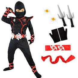 Ninja Kostuum Kind Ninja Party Kostuums Jongens Halloween Fancy Dress Anime Cosplay Warrior Ninja Pak Kinderkleding Jumpsuit Set G0925