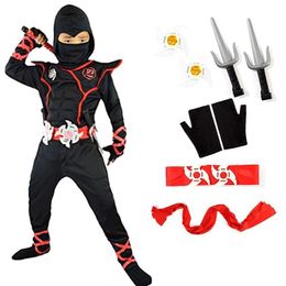 Ninja Kostuum Kind Ninja Party Kostuums Jongens Halloween Fancy Dress Anime Cosplay Warrior Ninja Pak Kinderkleding Jumpsuit Set G09261Q