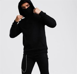 Ninja Hoodies Hommes masque en coton Sweats à capuche surdimensionnés sport à manches longues solides Hiver Swetshirts pour hommes Vêtements Spot entier LJ23636989
