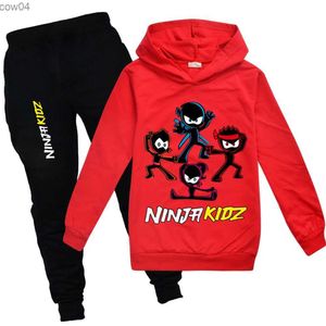 NINJA KIDZ Kids Boutique Kleding Groothandel Katoen Kinderkleding Meisjes T-shirt Broek Pak School Jongens Outfit Baby Kinderen Hoodies L230625