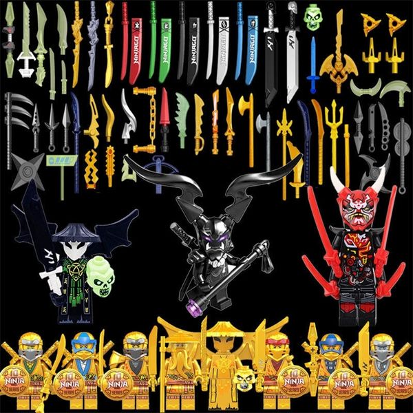 Ninja Masters of Spinjitzu Cole Zane Mini figuras de muñecas con muchas armas bloques de construcción ladrillos juguetes para niños regalo 220715