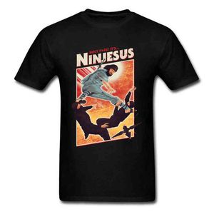 Ninjesus Funny Character T-shirt Uomo 3D Top Ninja Tee Shirts Jesus Black T Shirt Abbigliamento estivo in cotone Kung Fu Tshirt G1222