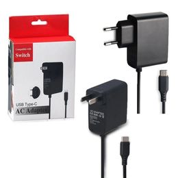 Nintendo Switch AC Adapter Travel Wall Lader Voedingsvoorziening voor NS Switch Lite 5V 2.4A EU US -plug met doospakket