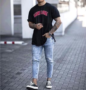 Negende Mens Jeans Hole High Street Washed Nieuwe Zomer Mode Cool Casual Urban Wind Hot Sale Potlood Jeans