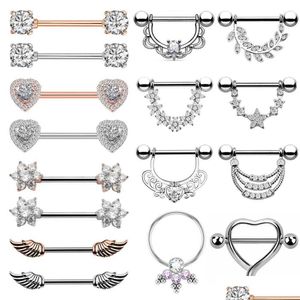 Anneaux de mamelon 1 paire de nouveaux zirconcs zircon Er Er Piercing Body bijoux Bar anneau barreau de piqûre mamilo y livraison dhbk2 dhbk2