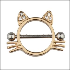 Anneaux de mamelon 14g Y Cat anneau corporel bijoux de mamas cadeau Piercing Bar Barbell en acier inoxydable Bouclier pour livraison drop dhfew