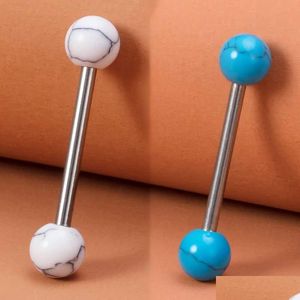 Anneaux de mamelon 1pc Balle de langue Balle de pierre blanche 14g 16 mm Nipplerings en acier chirurgical Y Piercing