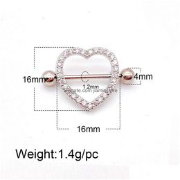 Anillos del pezón 1 PC Titanium Barbilla Piercing Inlaid Zircon Pecho para mujeres y Body Jewelry Drop entrega dhtmx