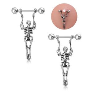 Anneaux de mamelon 2pcs / lot Squelette punk anneaux de mamelon bijoux de poitrine en acier inoxydable en acier sexy