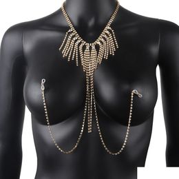Anneaux de mamelon Amazon vendant une chaîne de gland sexy discothèque personnalisée collier de diamant d'eau corps européen et américain livraison directe Dhvdw