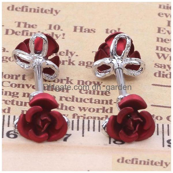 Anillos de pezón Barra de acero inoxidable Barbell Piercing Anillo de flor rosa Joyería del cuerpo Ventas al por mayor 10 piezas Entrega de la gota Dhgarden Dhrbd