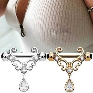 Anneaux de mamelon Delysia King Sexy Womens Water Drop Punk Nipple Ring 2021 Fashion Crystal Perforated Jewelry Y240510