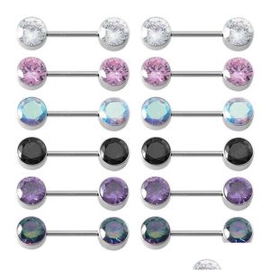 Tepel Ringen Piercing Bar Zirkoon Ring Crystal Borst Schild Rvs Barbell Stud Voor Vrouwen Sexy Lichaam Sieraden Drop Levering Dhuw6