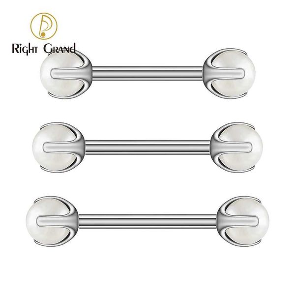 Anneaux de mamelon à droite Grand ASTM F136 Titane Titanium Méllon fileté en interne Haltième droite avec 5 mm Perle Perle 14G Terme de mamelon Piercing Y240510