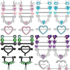 Anneaux de mamelon en acier inoxydable rose bunny Piercing bijoux de bijoux 14g Bat BK Cat Barbell Pack Drop Livraison DHZW8