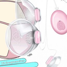 Stimulateur de mamelon télécommande jouets langue sucer lécher Vibration ventouse ensemble poitrine ventouses vibrateur masseur pour les femmes