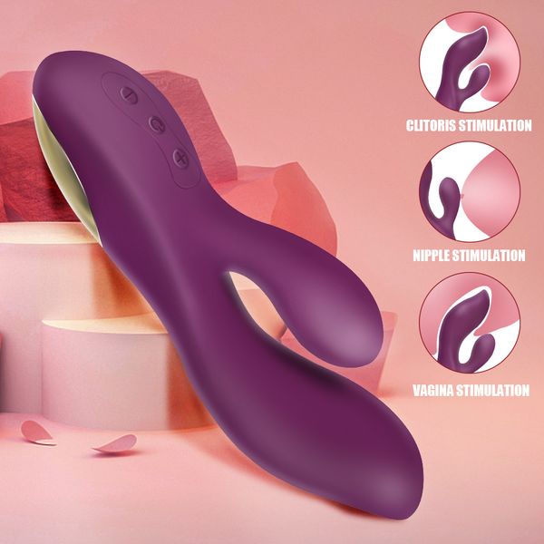 Masajeador de vagina y pezón, vibrador de conejo con punto G, consolador potente, juguete sexy para mujer, estimulador de clítoris, adultos, 18 productos, 12 velocidades