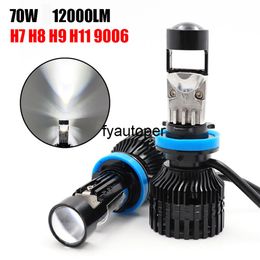 Bombillas de faros delanteros de coche Niscarda H7 H8 H9 H11 LED 9005 9006 Mini lente de proyector 70W par 12000LM 6500K Kit de conversión 12V RHD LHD car209z