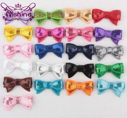 Nishine 18quot Broideried Sequin Bows Applique Applique Band Clip Bows for Kids Girls DIY Accessoires de cheveux Color21 Couleurs8471241