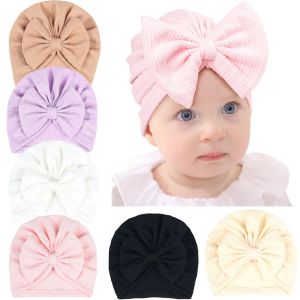 Nishine automne hiver chaud noeud noeud chapeau nouveau-né Beanie enfants enfant en bas âge infantile Turban casquettes rayure cheveux accessoires Photo accessoires cadeaux