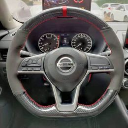 Nissan rogue 2017-2021 / Nissan altima 2019-2021 nueva fibra de carbono y volante de gamuza negra funda cosida a mano