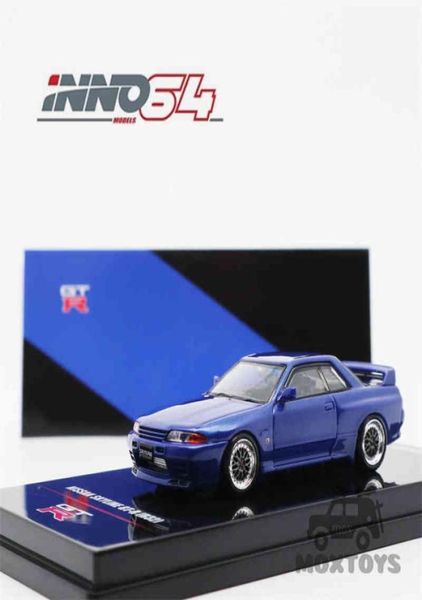 Nissan Skyline GTR R32 Blue Inno Wheel 164 avec un autocollant coulé supplémentaire Model1044776