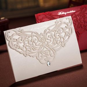 Láser blanco Cristal Boda personalizada Día de San Valentín Fiesta de la tarde Invitaciones Tarjetas y sobres Tarjeta de felicitación suministros festivos