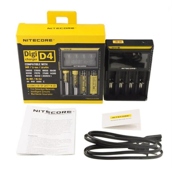 Nitecore D4 Digicharger LCD affichage chargeur de batterie chargeur universel emballage de vente au détail avec câble de chargement a35a377702078