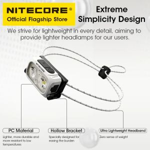 Nitecore Nu21 Dual Beam Headlamp USB-C oplaadbare 360 lumen lopen vissen lichte lightwiegt buiten koplamp, ingebouwde batterij