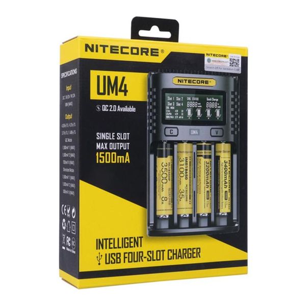 Nitecore UM4 chargeur de batterie circuits intelligents assurance mondiale liion 18650 21700 26650 écran LCD chargeurs de Batteries a302648458