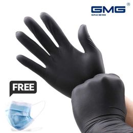 Guantes de nitrilo negros 100pcs 4mil Polvo impermeable de grado alimenticio Sin látex Desechable Examen no estéril