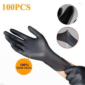 Gants de nitrile noir 100pcs réparation de voiture Nettoyage des aliments Allergie étanche allergique gratuite mécanique jetable