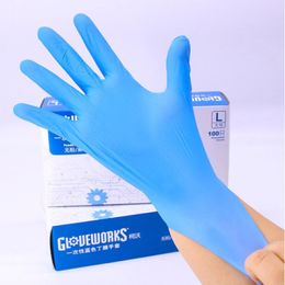 Gants de nitrile bleu 100 pcs lot alimentaire Allergie étanche allergique gratuite gants de sécurité jetable gants de nitrile mécanicien 2311